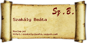 Szakály Beáta névjegykártya